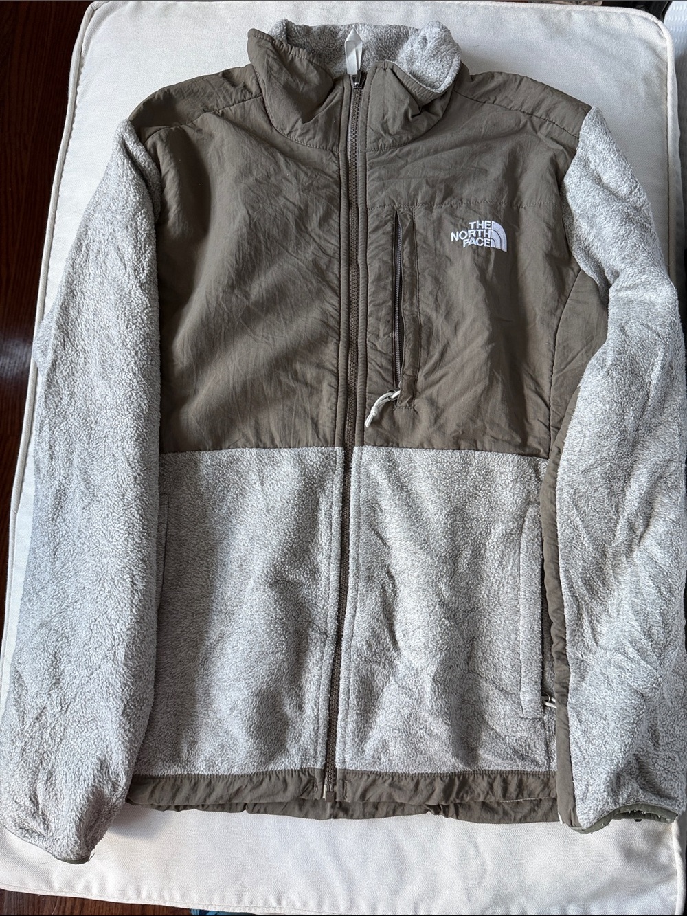 The North Face Women's Two-Tone Fleece Jacket in Taupe and Light Gray